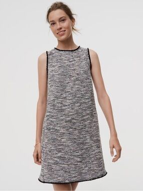 LOFT fringe tweed shift dress